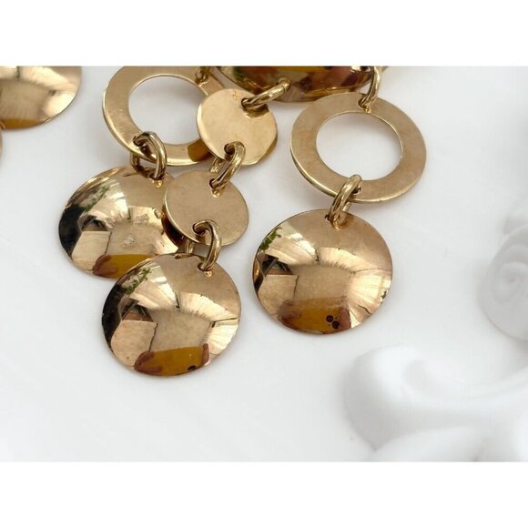 Sandy Baker Sterling Silver Vintage Gold T Vermeil Chandelier Earrings - Picture 6 of 10